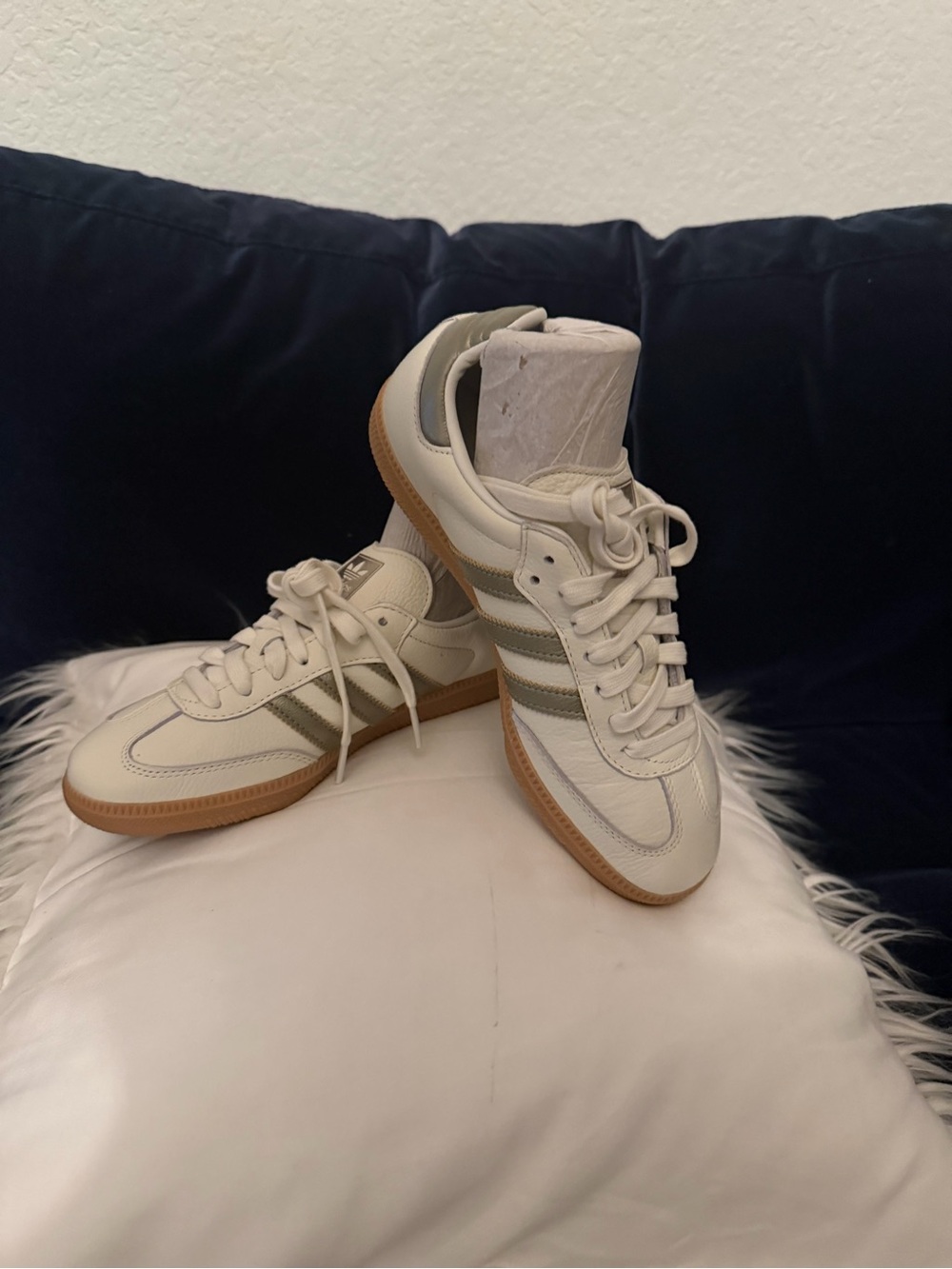 Classic Adidas Samba White and Pewter Retro Trainer Sneakers